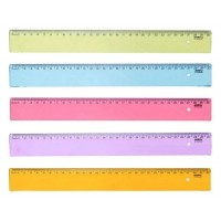 Régua Plástica Escolar Simples Colorida Waleu 30cm
