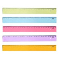 Régua Plástica Escolar Simples Colorida Waleu 30cm