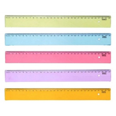 Régua Plástica Escolar Simples Colorida Waleu 30cm