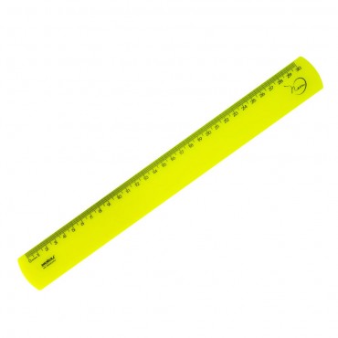 Régua Plástica Neon Amarelo Waleu 30cm 