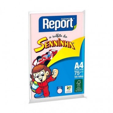 Papel Report A4 75g Senninha Rosa C/100 Folhas