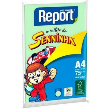 Papel Report A4 75g Senninha Verde C/100 Folhas