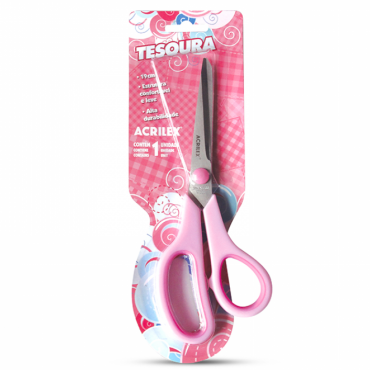 Tesoura Multiuso Aço Inox 19cm Acrilex Rosa