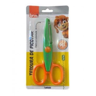 Tesoura Escolar 13 cm Brw Picotar Zig Zag