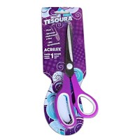 Tesoura Multiuso Aço Inox 19cm Acrilex Roxa