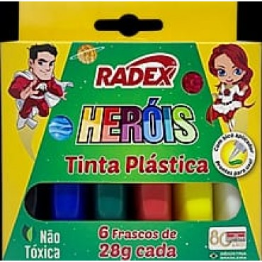 Cola Tinta Plástica Radex Estojo c/6 cores 28g Cola Tinta Plástica Radex Estojo c/6 cores 28g