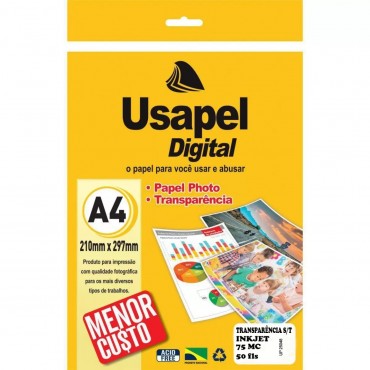 Transparencia Inkjet Usapel A4 75g 50 folhas